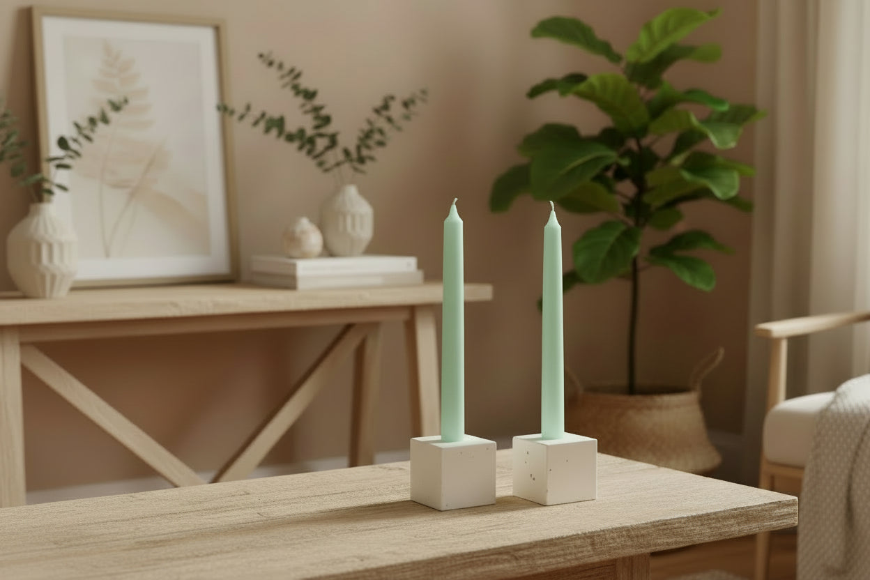 Cube Soapstone Candle Holders, Set of 2