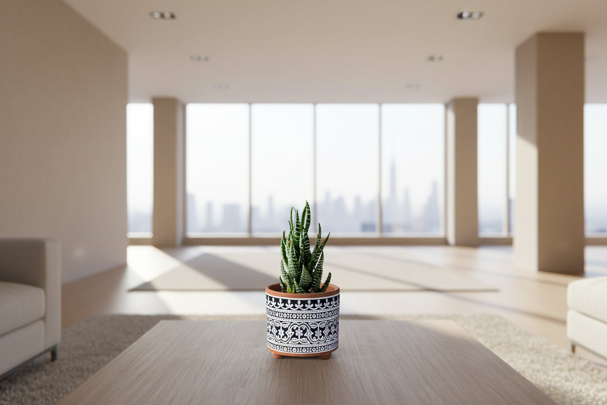 Midnight Lace Terracotta Planter Set | 4" & 6" Indoor Pots with Drainage, 