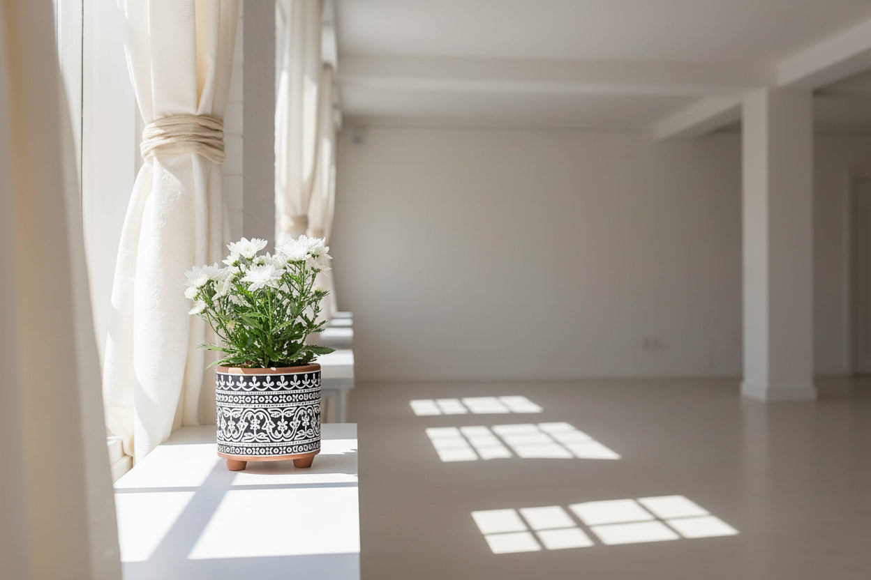 Midnight Lace Terracotta Planter Set | 4" & 6" Indoor Pots with Drainage, 