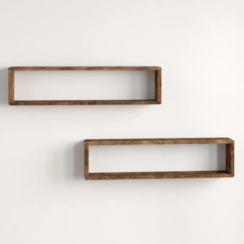Stylish 2-Piece Alder Solid Wood Floating Shelf by Abbott
