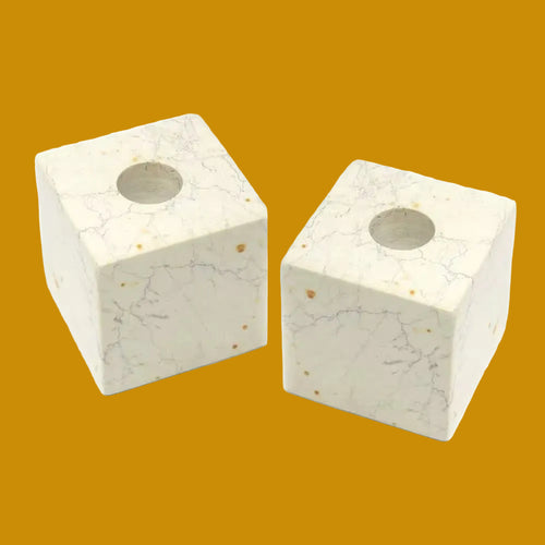 Cube Soapstone Candle Holders, Set of 2