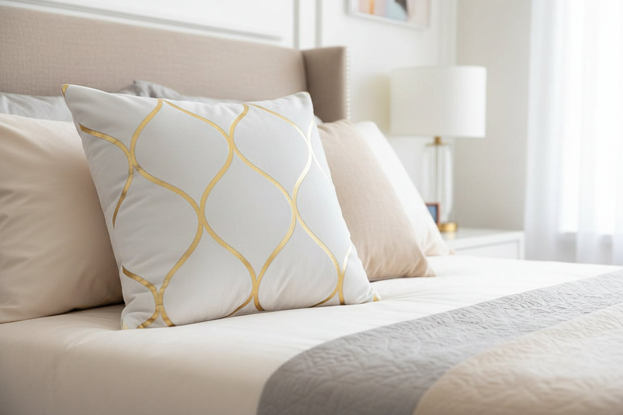 off-white velvet pillow covers, gold accent cushion cover, zen living room decor, minimalist throw pillow set, modern velvet cases